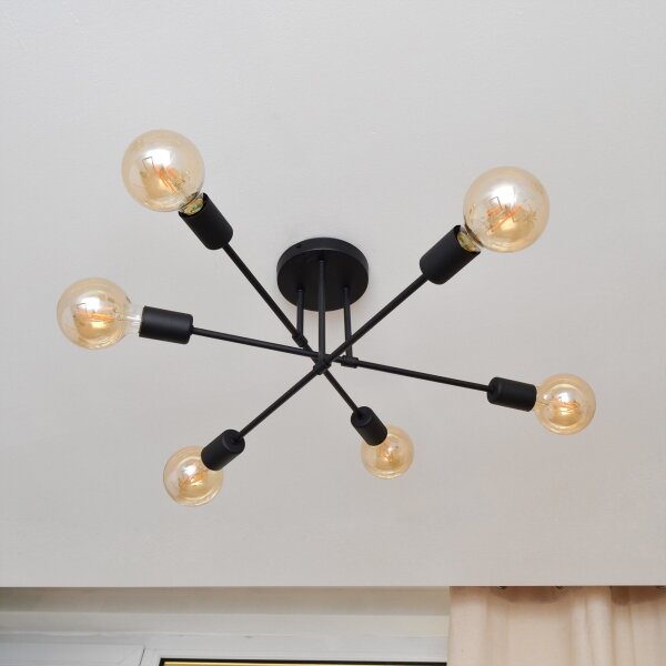 LED Prisadený luster CAMBRIDGE 6xE27/8W/230V čierna