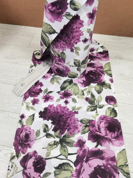 Ervi Bavlnená látka/plátno š.240cm - fialové hortenzie a pivonky č.26620-4, metráž