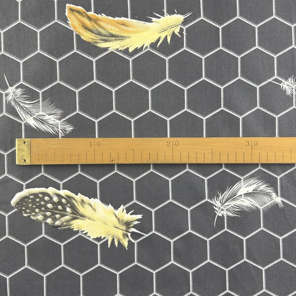 Ervi Bavlnená látka/plátno š.240cm - perie na šedom č.10606-8, metráž