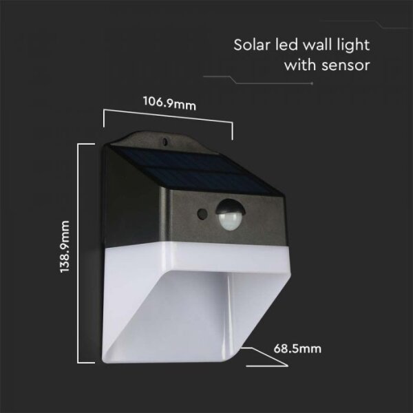 LED solárne nástenné svietidlo so senzorom LED/2W/3,7V 4000K IP65 1200 mAh