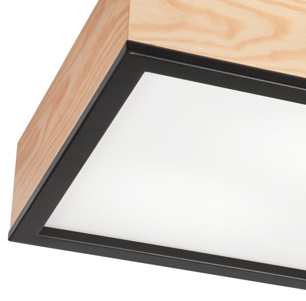 Stropné svietidlo NATURAL SQUARE 2xE27/15W/230V 31x31 cm borovica/čierna