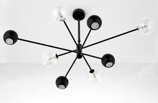 Jupiter 1996 - Luster na tyči MOKA 4xGU10/10W/230V + 4xG9/10W/230V čierna/číra