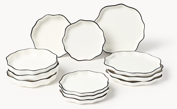 Porcelánová súprava riadu's vlnitým okrajom Bia, 12 ks