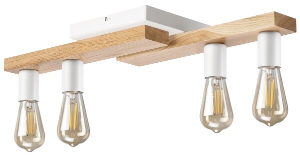Prisadený luster MATTE 4xE27/15W/230V biela/dub