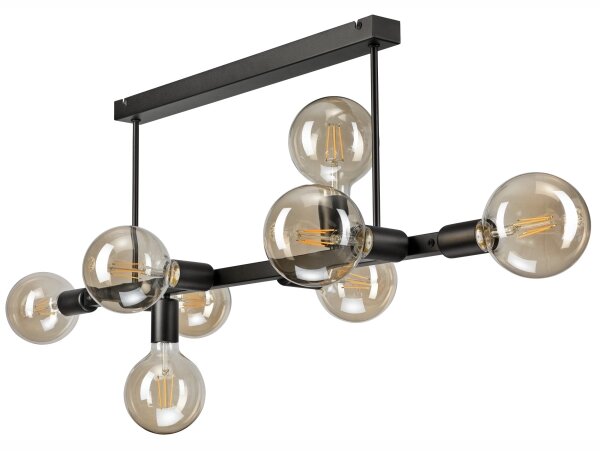 Luster na tyči ASTRID 8xE27/60W/230V čierna