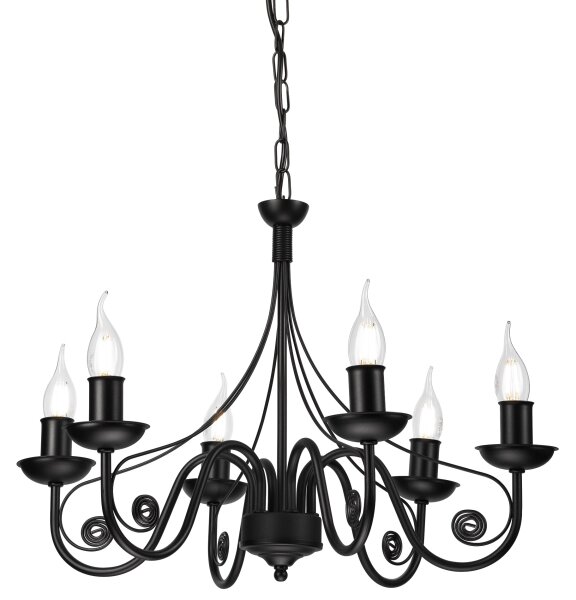 Luster na reťazi DONATO 6xE14/40W/230V čierna