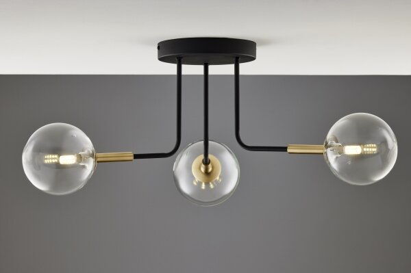 Jupiter 2039 - Luster na tyči BURANO 3xG9/10W/230V čierna/zlatá/číra