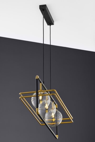 Jupiter 2030 - Luster na lanku FIORI 3xG9/10W/230V čierna/zlatá/číra