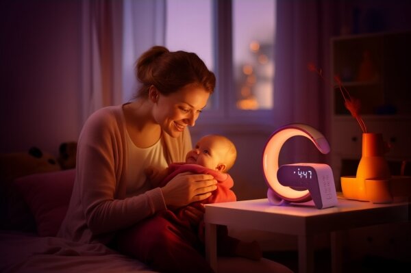 Immax 08987L-LEDRGB Stmievateľná lampa s budíkom a Qi nabíjaním 30W/230V strieborná