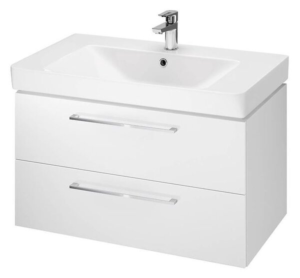 Cersanit Lara Mille, set B348 závesná umývadlová skrinka 80cm + keramické umývadlo, biela lesklá, S801-338-DSM