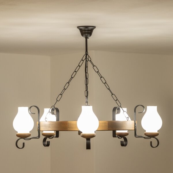 Brilagi - Luster na reťazi ROATA 5xE14/40W/230V pr. 70 cm buk