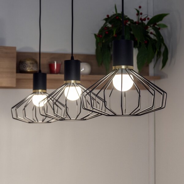 Luster na lanku SOLANO 3xE27/15W/230V čierna/zlatá