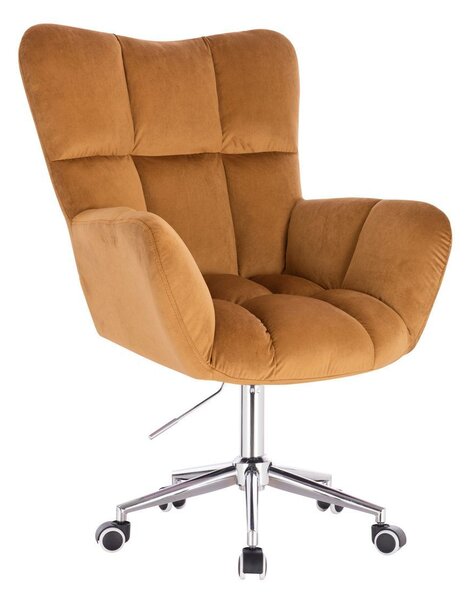 LuxuryForm DESIGN Kreslo AURORA VELUR na striebornej podstave s kolieskami - medové