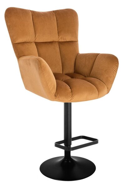 LuxuryForm DESIGN Barové kreslo AURORA VELUR na čiernom tanieri - medové