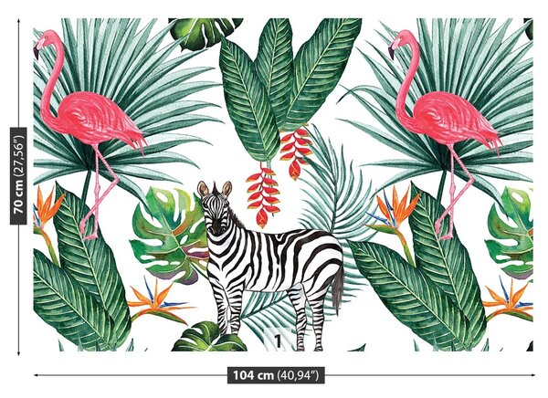 Fototapeta Vliesová Zebra a plameniak 104x70 cm
