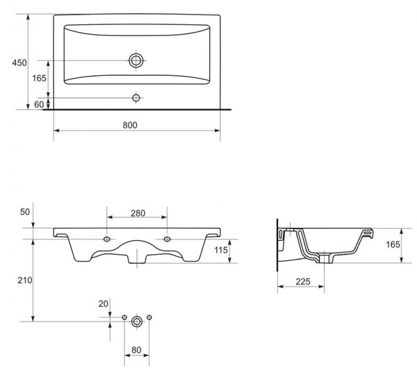 Cersanit COMO - skrinkové umývadlo 80cm, K32-004-BOX
