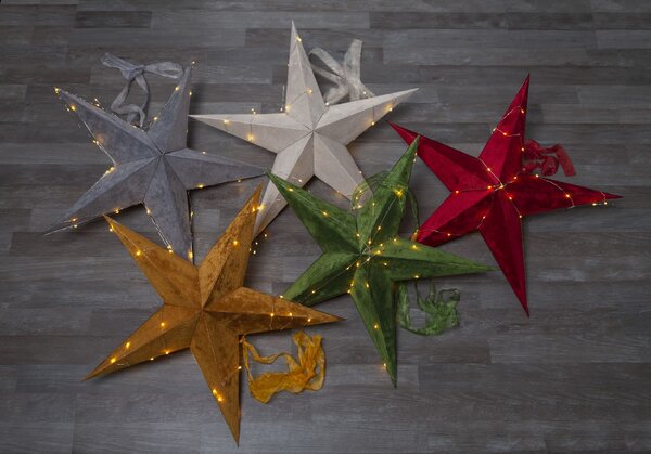 Papierová svietiaca LED hviezda Velvet 60 cm