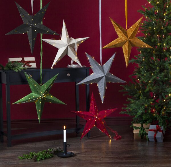 Papierová svietiaca LED hviezda Velvet 60 cm