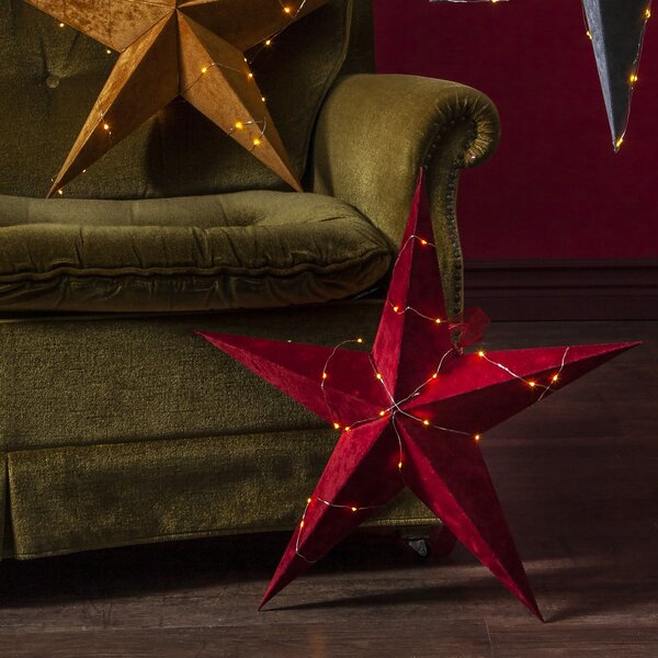 Papierová svietiaca LED hviezda Velvet 60 cm