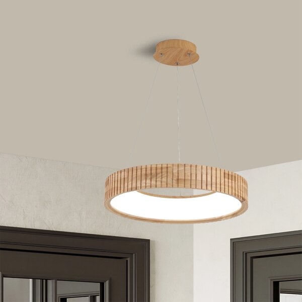 Brilagi - Závesné LED svietidlo na lane FALCON WOOD MODERN LED/30W/230V pr. 45 cm drevo