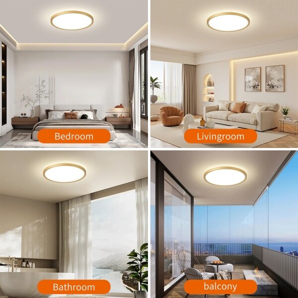 Brilagi - LED kúpeľňové svietidlo ULTRA SLIM LED/24W/230V, priemer 42 cm, zlaté, IP54