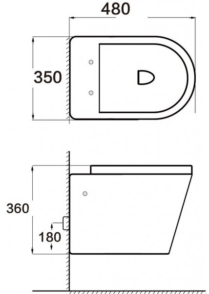Mexen RICO Rimless misa závesná so sedátkom voľne-padajúcim, 48 x 35 cm, biela, 30721000