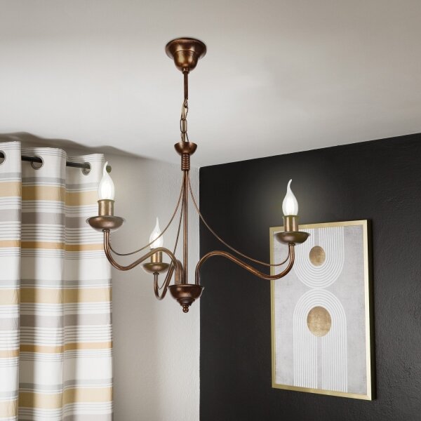 Luster na reťazi ANTON 3xE14/15W/230V bronzový