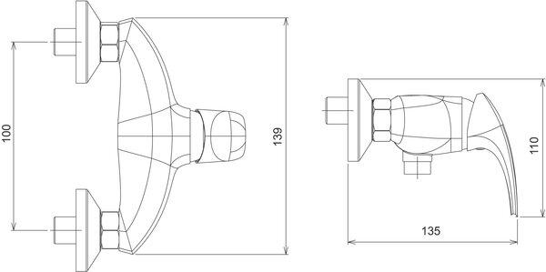 Novaservis Metalia 57, sprchová batéria bez príslušenstva 100 mm, chrómová, 57065/1,0
