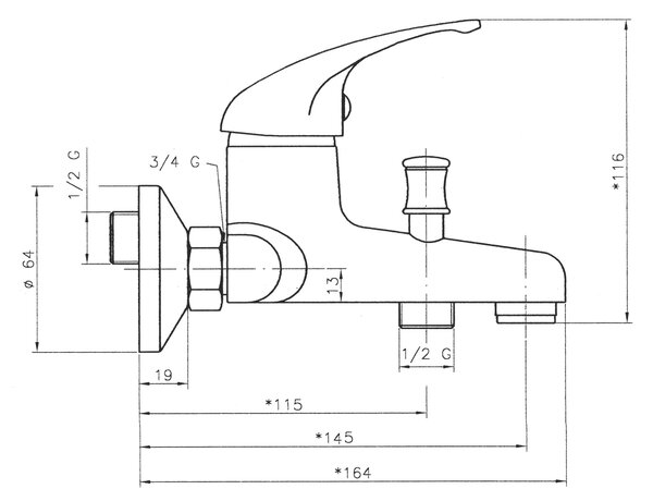 Novaservis Titania Iris, vaňová batéria bez príslušenstva 150 mm, chrómová, 92020/1,0