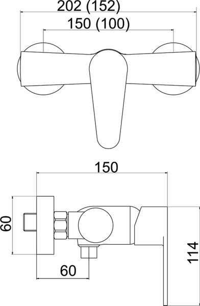 Novaservis Titania Fresh, sprchová nástenná batéria bez sprchovej súpravy 150 mm, chrómová, 96061/1,0