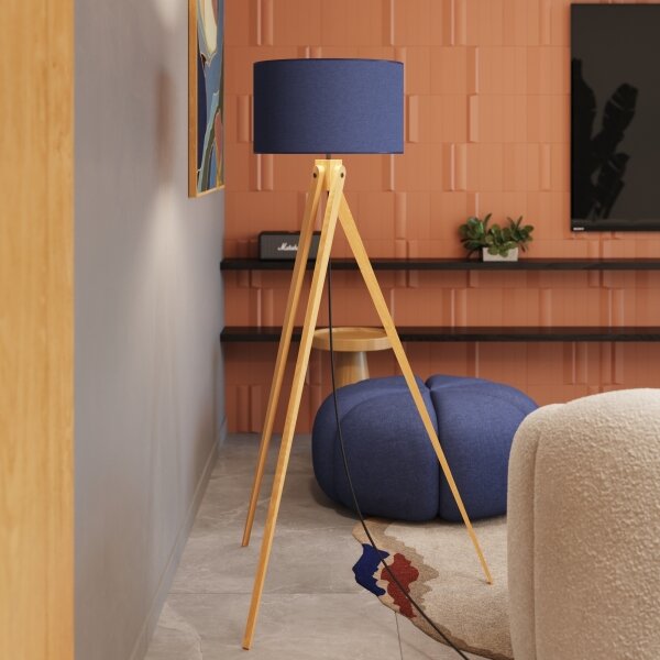 Sollux SL.1906 - Stojacia lampa NATT 1xE27/15W/230V modrá
