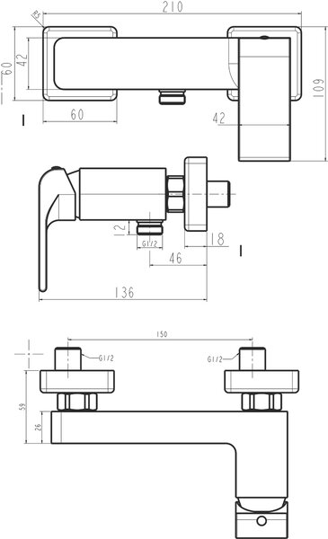 Novaservis Nobless Sharp, sprchová batéria bez príslušenstva 150 mm, chrómová, 37061/1,0