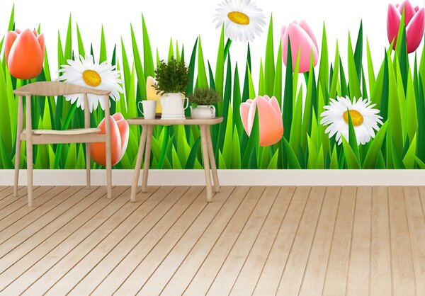 Fototapeta Vliesová Tulipány tráva 104x70 cm