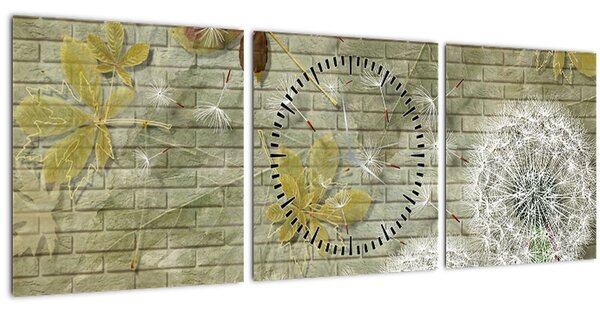 Obraz - Púpavy unášané vetrom (s hodinami) (90x30 cm)