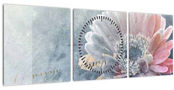 Obraz - Zimný kvet (s hodinami) (90x30 cm)