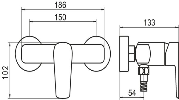 Novaservis Metalia 58, sprchová batérie bez príslušenstva 150 mm, čierna matná, 58061/1-5