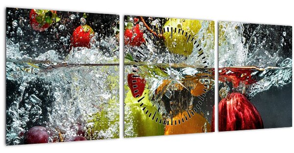 Obraz - Ovocie (s hodinami) (90x30 cm)