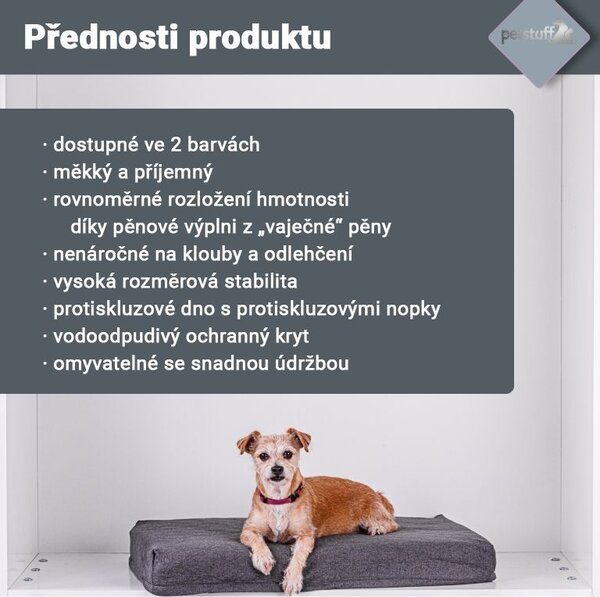 Vankúšik pre psa veľkosť XS, tmavo šedý, 72 x 50 x 10 cm