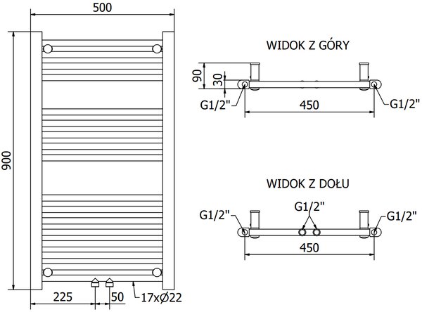 Mexen Mars, elektrické vykurovacie teleso 900 x 500 mm, 600 W, biela, W110-0900-500-2600-20