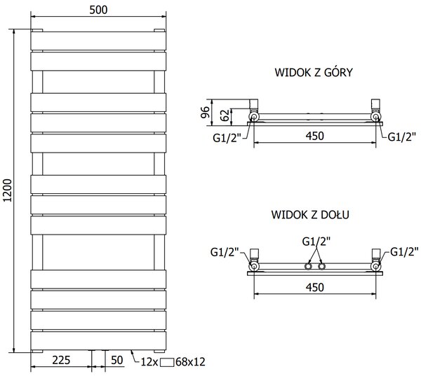 Mexen Ceres, elektrické vykurovacie teleso 1200 x 500 mm, 600 W, chrómová, W111-1200-500-2600-01