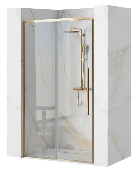 Rea Solar Gold, posuvné sprchové dvere 100 x 195 cm, 6mm číre sklo, zlatý profil, REA-K6547