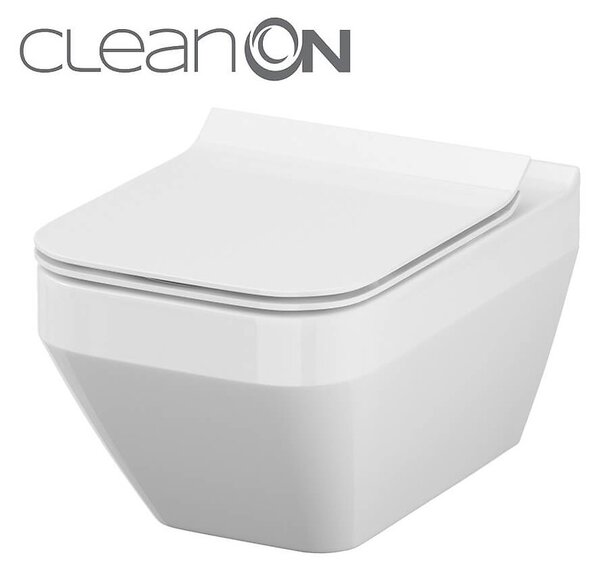 Cersanit Crea WC misa závesná hranatá so sedátkom CleanOn, biela, S701-213