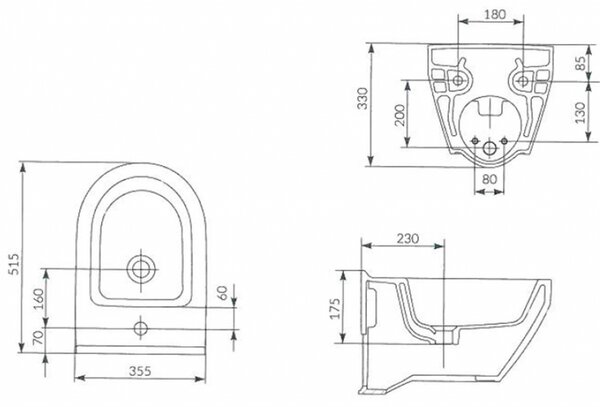 Cersanit Crea WC bidet závesný oválny, biela, K114-009