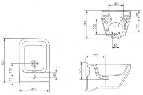 Cersanit Crea WC bidet závesný hranatý, biela, K114-010
