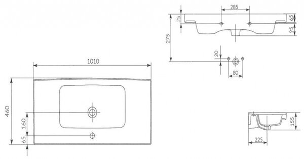 Cersanit Crea BOX skrinkové umývadlo 100cm, biela, K114-018