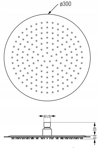 Mexen KAI, podomietkové rameno 40cm + sprchová hlavica 30cm, grafitová, 79230-66 + 79211-66