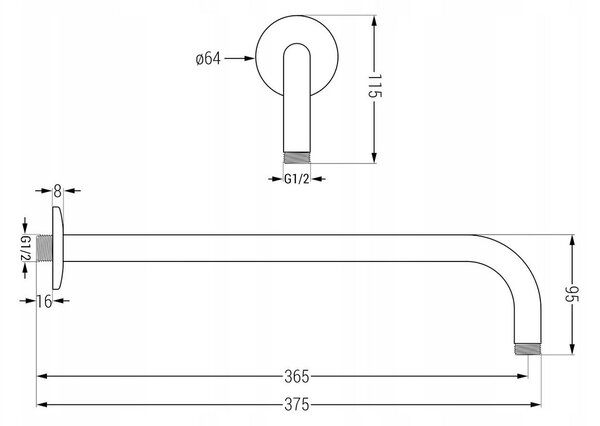 Mexen KAI, podomietkové rameno 40cm + sprchová hlavica 30cm, chróm, 79230-00 + 79211-00