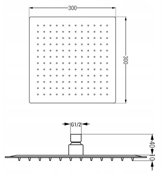 Mexen CUBE, podomietkové rameno 40cm + sprchová hlavica 30x30cm, ružovo-zlatá, 79112-60+79130-60