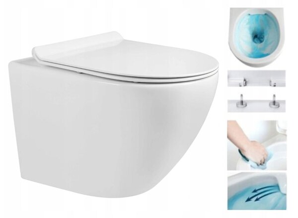 Mexen LENA Rimless, závesná WC misa so sedátkom + bidet, biela, 30224000+35224800