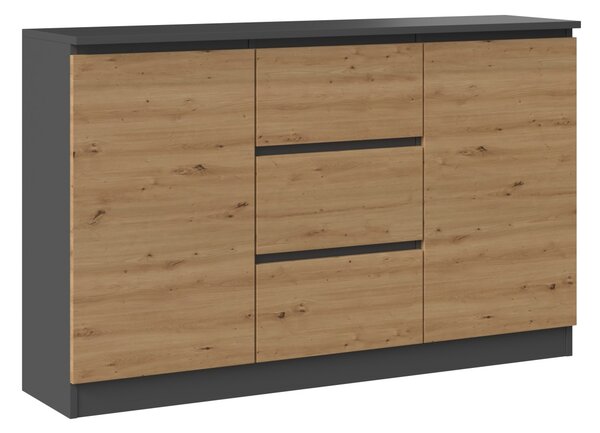 TP Living Komoda Saloe 2D3S 120 cm antracit/dub artisan